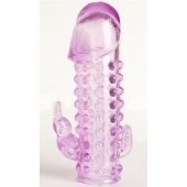 Закрытая фиолетовая насадка с 2 отростками - 13 см. - Toyfa Basic - в Химках купить с доставкой