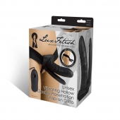 Полый страпон с двумя отростками и вибрацией Unisex Vibrating Hollow Strap-On Double Penetrating Dildo - 17,8 см. - Lux Fetish - купить с доставкой в Химках