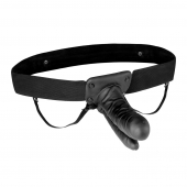 Полый страпон с двумя отростками и вибрацией Unisex Vibrating Hollow Strap-On Double Penetrating Dildo - 17,8 см. - Lux Fetish - купить с доставкой в Химках