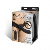 Чёрный полый страпон с вибрацией Unisex Vibrating Hollow Strap-On - 14 см. - Lux Fetish - купить с доставкой в Химках
