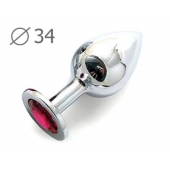 Коническая серебристая анальная втулка с малиновым кристаллом - 8,2 см. - Anal Jewelry Plug - купить с доставкой в Химках