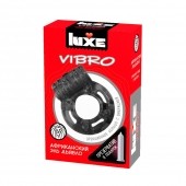 Чёрное эрекционное виброкольцо Luxe VIBRO  Африканский Эль Дьябло  + презерватив - Luxe - в Химках купить с доставкой