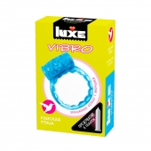 Голубое эрекционное виброкольцо Luxe VIBRO  Райская птица  + презерватив - Luxe - в Химках купить с доставкой