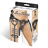 Черные трусики для страпона из патентованной кожи - Lux Fetish - купить с доставкой в Химках