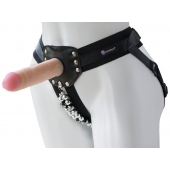 Черный пояс-трусики с насадкой  Гламур Dana  - 15,5 см. - LOVETOY (А-Полимер) - купить с доставкой в Химках