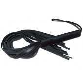 Чёрная кожаная плеть с жесткой ручкой - 63 см. - Sitabella - купить с доставкой в Химках