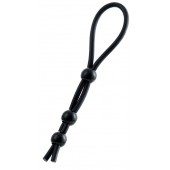 Черное лассо на пенис с тремя бусинами - A-toys - в Химках купить с доставкой