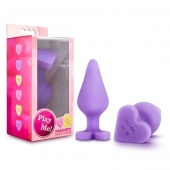 Фиолетовая анальная пробка Naughty Candy Heart Do Me Now - 8,9 см. - Blush Novelties - купить с доставкой в Химках
