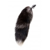 Серебристая металлическая анальная втулка с хвостом чернобурой лисы - размер S - ToyFa - купить с доставкой в Химках