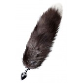 Серебристая металлическая анальная втулка с хвостом чернобурой лисы - размер S - ToyFa - купить с доставкой в Химках