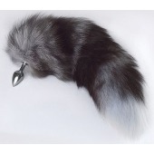 Серебристая анальная пробка с пушистым хвостом - Sitabella - купить с доставкой в Химках