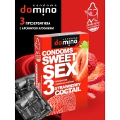 Презервативы для орального секса DOMINO Sweet Sex с ароматом клубничного коктейля  - 3 шт. - Domino - купить с доставкой в Химках