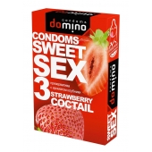 Презервативы для орального секса DOMINO Sweet Sex с ароматом клубничного коктейля  - 3 шт. - Domino - купить с доставкой в Химках