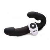 Черный безремневой страпон Urge Silicone Strap On с пультом ДУ - 24 см. - XR Brands - купить с доставкой в Химках
