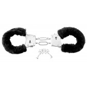 Меховые чёрные наручники Beginner s Furry Cuffs - Pipedream - купить с доставкой в Химках