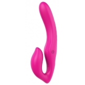 Ярко-розовый безремневой страпон REMOTE DOUBLE DIPPER - 22 см. - Dream Toys - купить с доставкой в Химках