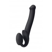 Черный безремневой страпон Silicone Bendable Strap-On M - Strap-on-me - купить с доставкой в Химках