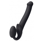 Черный безремневой страпон Silicone Bendable Strap-On M - Strap-on-me - купить с доставкой в Химках