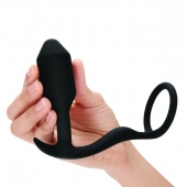 Черное эрекционное кольцо с анальным плагом Snug   Tug - b-Vibe - в Химках купить с доставкой