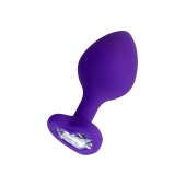 Фиолетовая анальная втулка Diamond Heart с прозрачным кристаллом - 8 см. - ToyFa - купить с доставкой в Химках