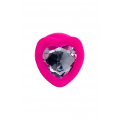 Розовая анальная втулка Diamond Heart с прозрачным кристаллом - 9,5 см. - ToyFa - купить с доставкой в Химках