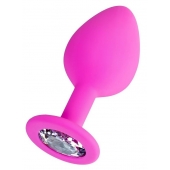 Розовая анальная втулка Brilliant с прозрачным кристаллом - 8 см. - ToyFa - купить с доставкой в Химках