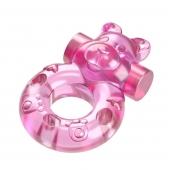 Розовое эрекционное виброкольцо на пенис Pink Bear - Baile - в Химках купить с доставкой