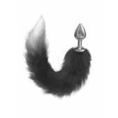 Серебристая анальная пробка с черным хвостом Starlit - Lola Games - купить с доставкой в Химках