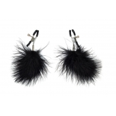 Зажимы на соски с черным пухом Euphoric - Lola Games - купить с доставкой в Химках