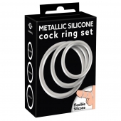 Набор из 3 эрекционных колец под металл Metallic Silicone Cock Ring Set - Orion - в Химках купить с доставкой