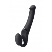 Черный безремневой вибрострапон Silicone Bendable Strap-On M - Strap-on-me - купить с доставкой в Химках