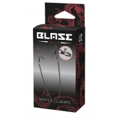 Черные зажимы на соски на цепочке BLAZE DELUXE NIPPLE CLAMPS - Dream Toys - купить с доставкой в Химках