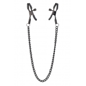 Черные зажимы на соски на цепочке BLAZE DELUXE NIPPLE CLAMPS - Dream Toys - купить с доставкой в Химках