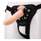 Телесный страпон на черных трусиках STRAP ON REAL DILDO - 20 см. - Dream Toys - купить с доставкой в Химках