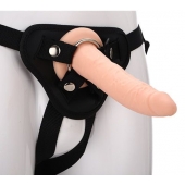 Телесный страпон на черных трусиках STRAP ON REAL DILDO - 20 см. - Dream Toys - купить с доставкой в Химках