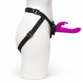 Лиловый страпон Rechargeable Vibrating Strap-On Harness Set - 17,6 см. - Happy Rabbit - купить с доставкой в Химках