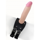 Черный узкий пояс на бедро с телесной насадкой - LOVETOY (А-Полимер) - купить с доставкой в Химках