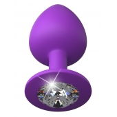 Фиолетовая анальная пробка со стразом Her Little Gem Large Plug - 9,5 см. - Pipedream - купить с доставкой в Химках