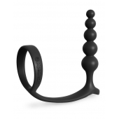 Черная анальная цепочка с эрекционным кольцом Ass-gasm Cockring Anal Beads - Pipedream - в Химках купить с доставкой