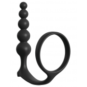 Черная анальная цепочка с эрекционным кольцом Ass-gasm Cockring Anal Beads - Pipedream - в Химках купить с доставкой