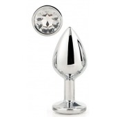 Серебристая анальная втулка с прозрачным кристаллом - 7,1 см. - Dream Toys - купить с доставкой в Химках
