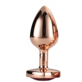 Золотистая анальная втулка с кристаллом-сердечком розового цвета - 7,1 см. - Dream Toys - купить с доставкой в Химках