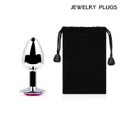 Серебристая анальная пробка с малиновым кристаллом - 7,2 см. - Anal Jewelry Plug - купить с доставкой в Химках