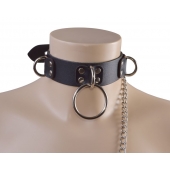 Черный кожаный ошейник Big Ring - Sitabella - купить с доставкой в Химках