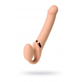 Телесный безремневой вибрострапон Vibrating Bendable Strap-On L - Strap-on-me - купить с доставкой в Химках