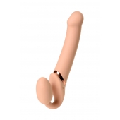 Телесный безремневой вибрострапон Vibrating Bendable Strap-On L - Strap-on-me - купить с доставкой в Химках