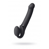 Черный безремневой вибрострапон Vibrating Bendable Strap-On L - Strap-on-me - купить с доставкой в Химках