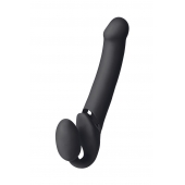 Черный безремневой вибрострапон Vibrating Bendable Strap-On L - Strap-on-me - купить с доставкой в Химках