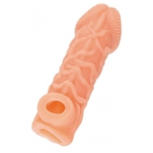 Телесная закрытая насадка с венками Cock Sleeve Size S - 13,8 см. - KOKOS - в Химках купить с доставкой