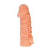 Телесная закрытая насадка с венками Cock Sleeve Size L - 17,6 см. - KOKOS - в Химках купить с доставкой